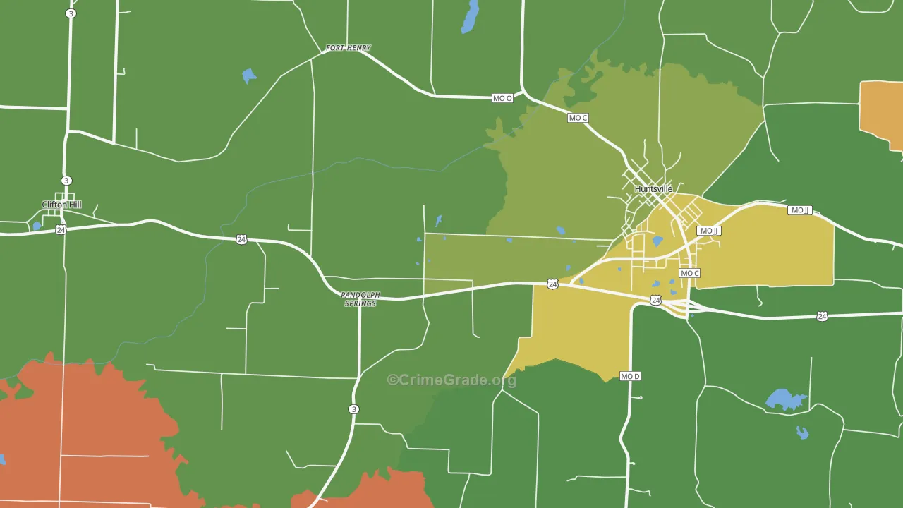 Fort Henry, MO Map of Theft Rates