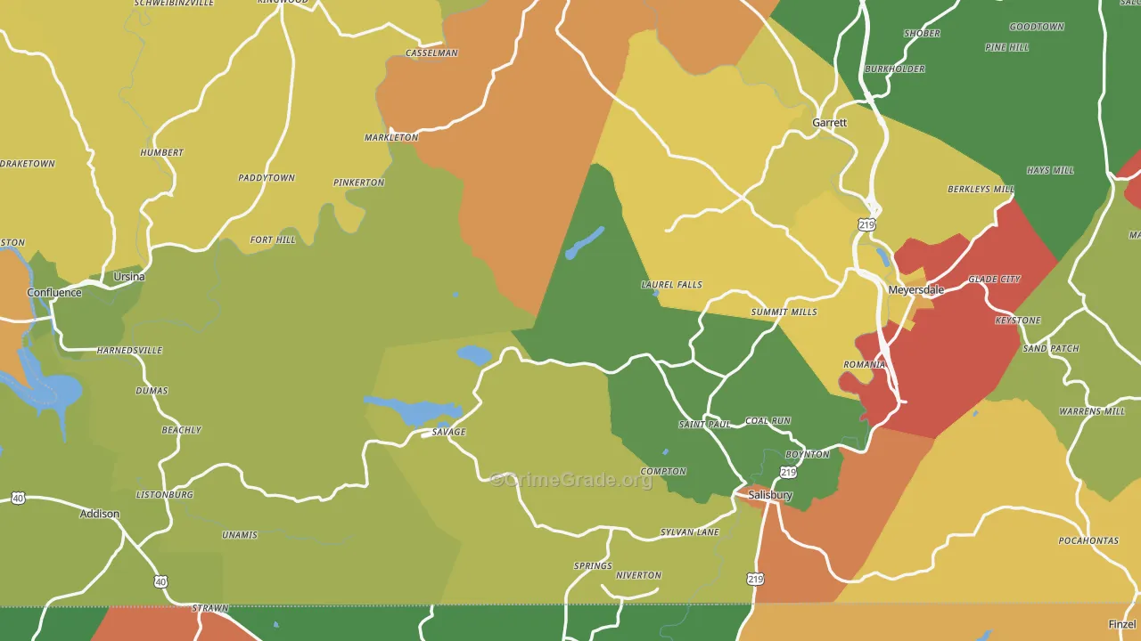 Fort Hill, PA Map of Theft Rates