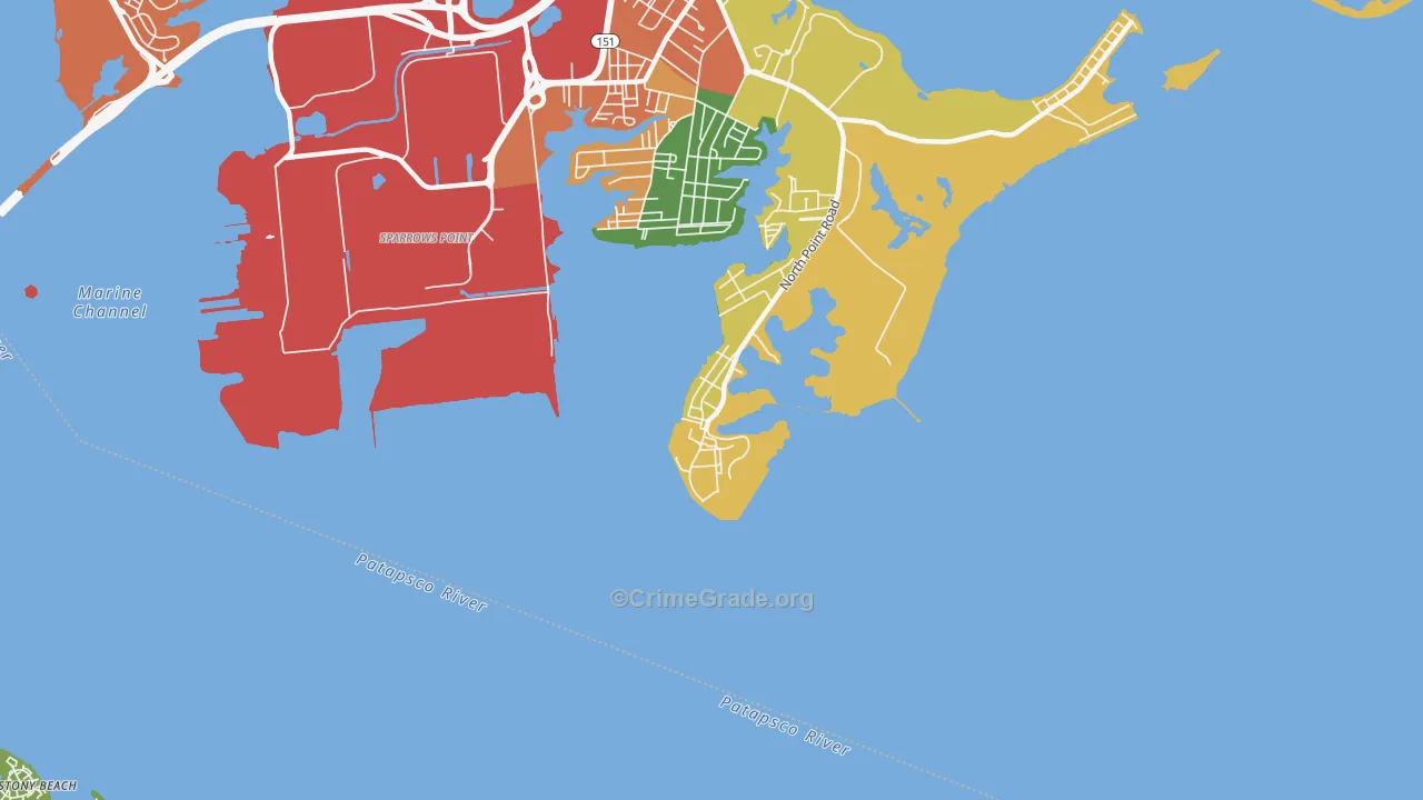 Fort Howard, MD Map of Theft Rates