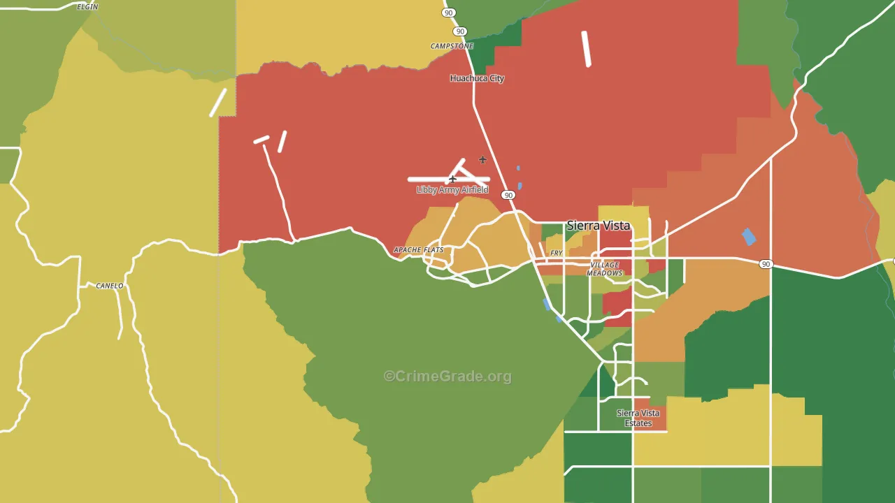 Fort Huachuca, AZ Map of Theft Rates