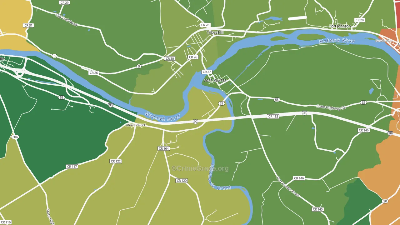 Fort Hunter, NY Map of Theft Rates