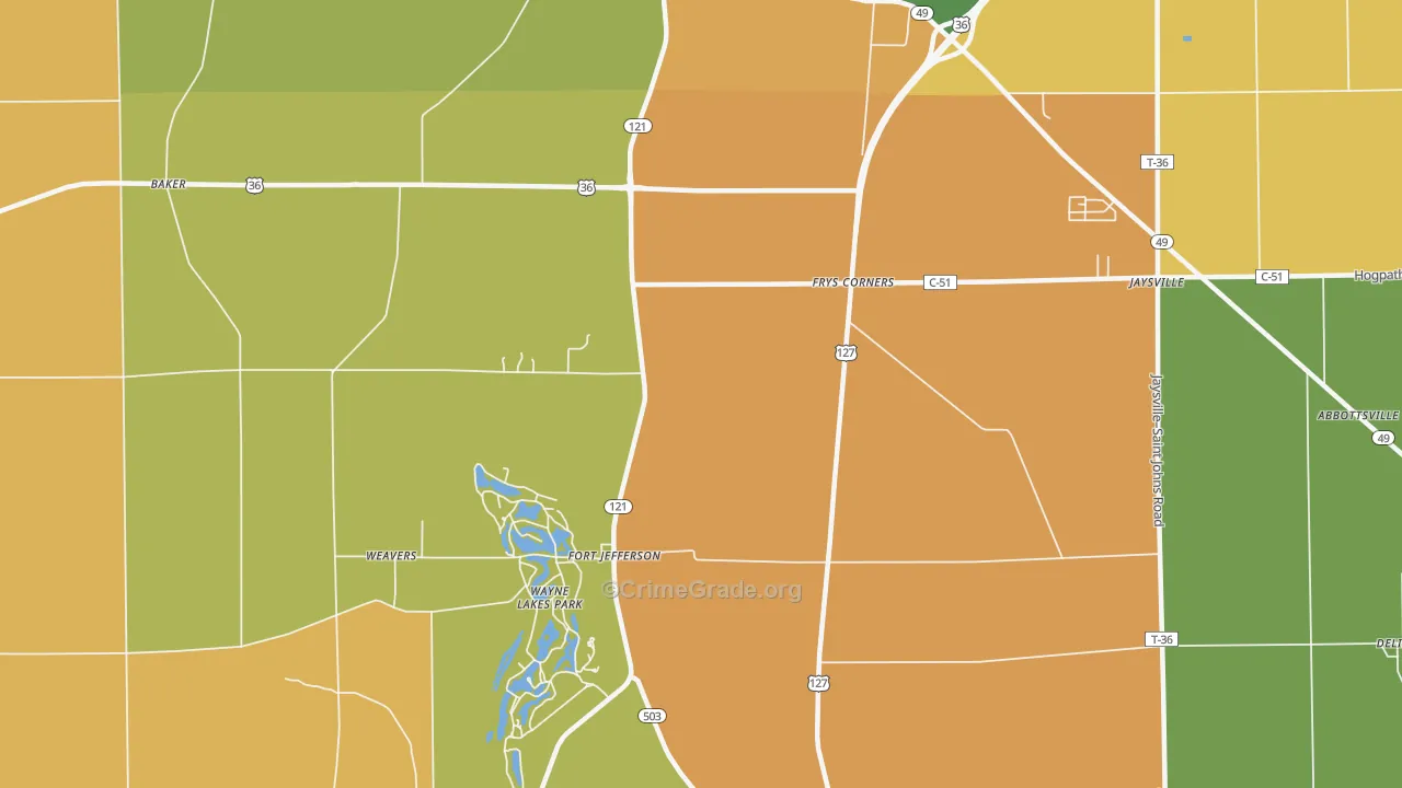 Fort Jefferson, OH Map of Theft Rates