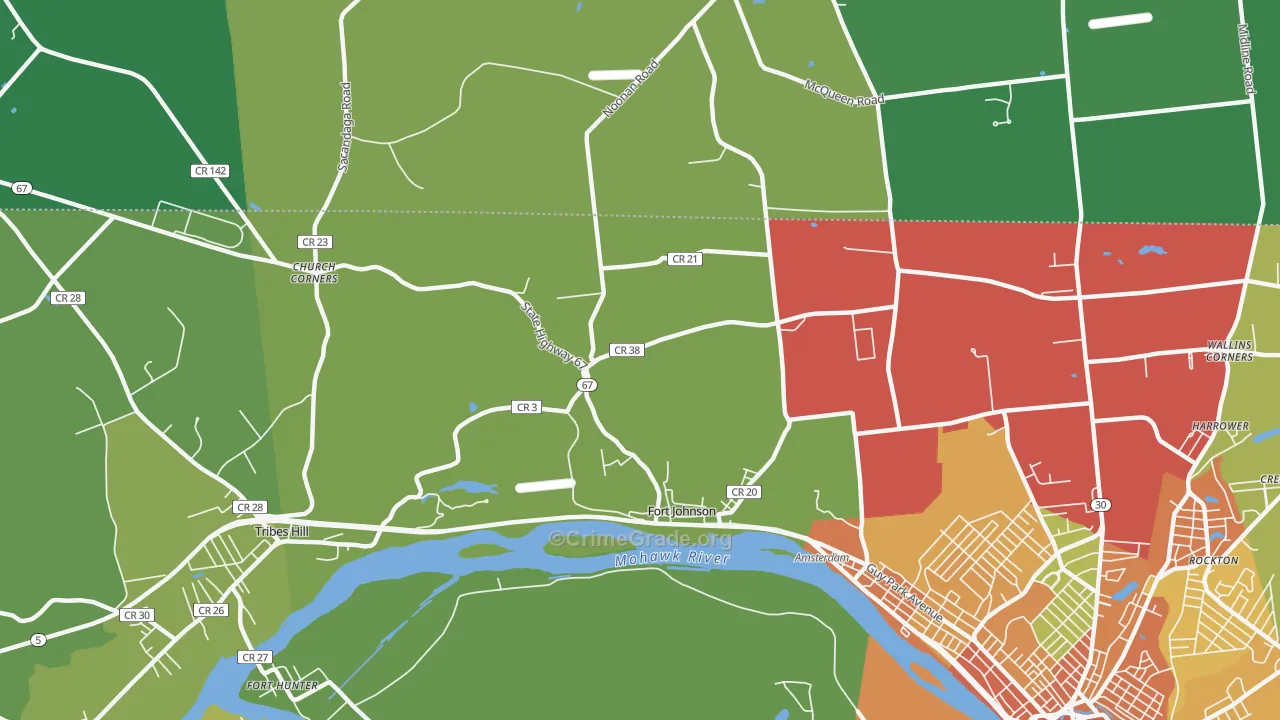 Fort Johnson, NY Map of Theft Rates