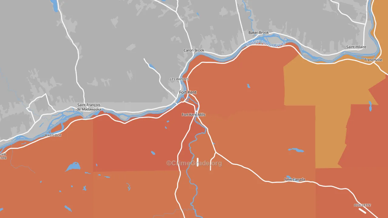 Fort Kent, ME Map of Theft Rates