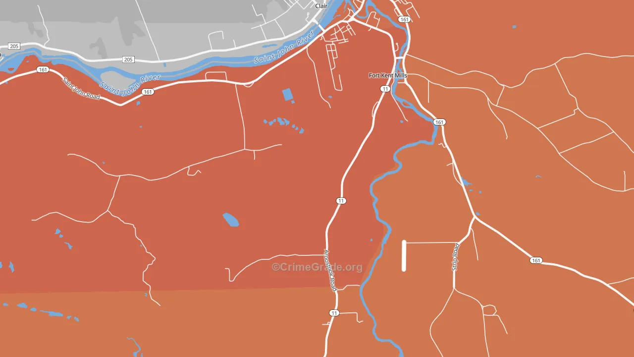Fort Kent Village, ME Map of Theft Rates