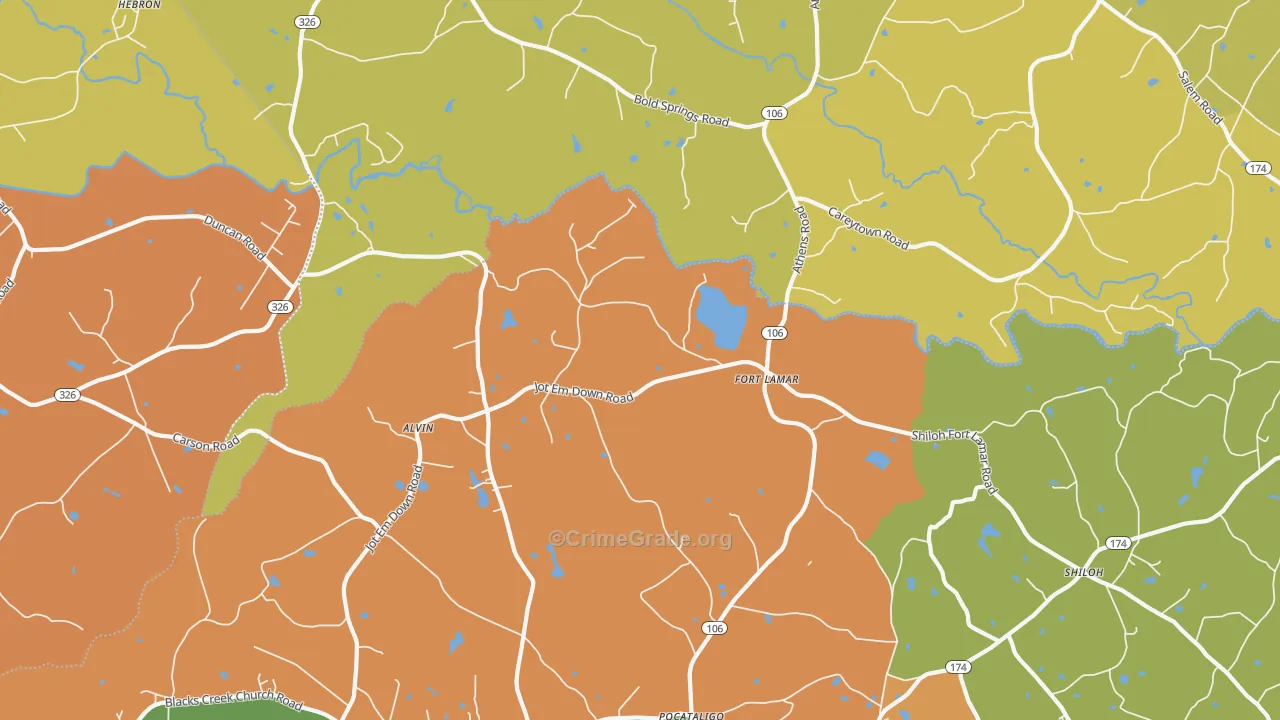Fort Lamar, GA Map of Theft Rates