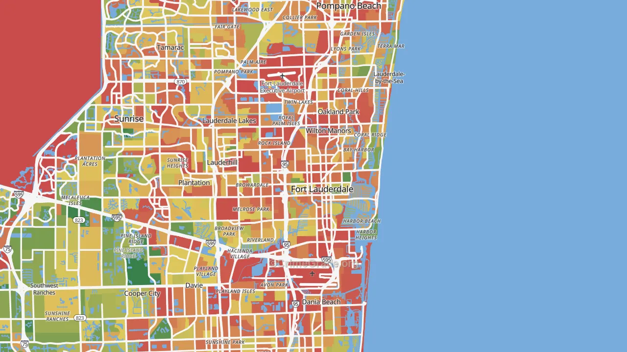 Fort Lauderdale, FL Map of Theft Rates