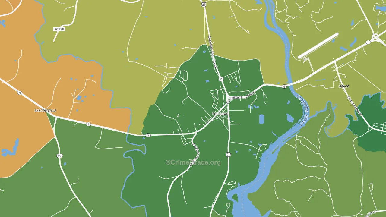 Fort Lawn, SC Map of Theft Rates
