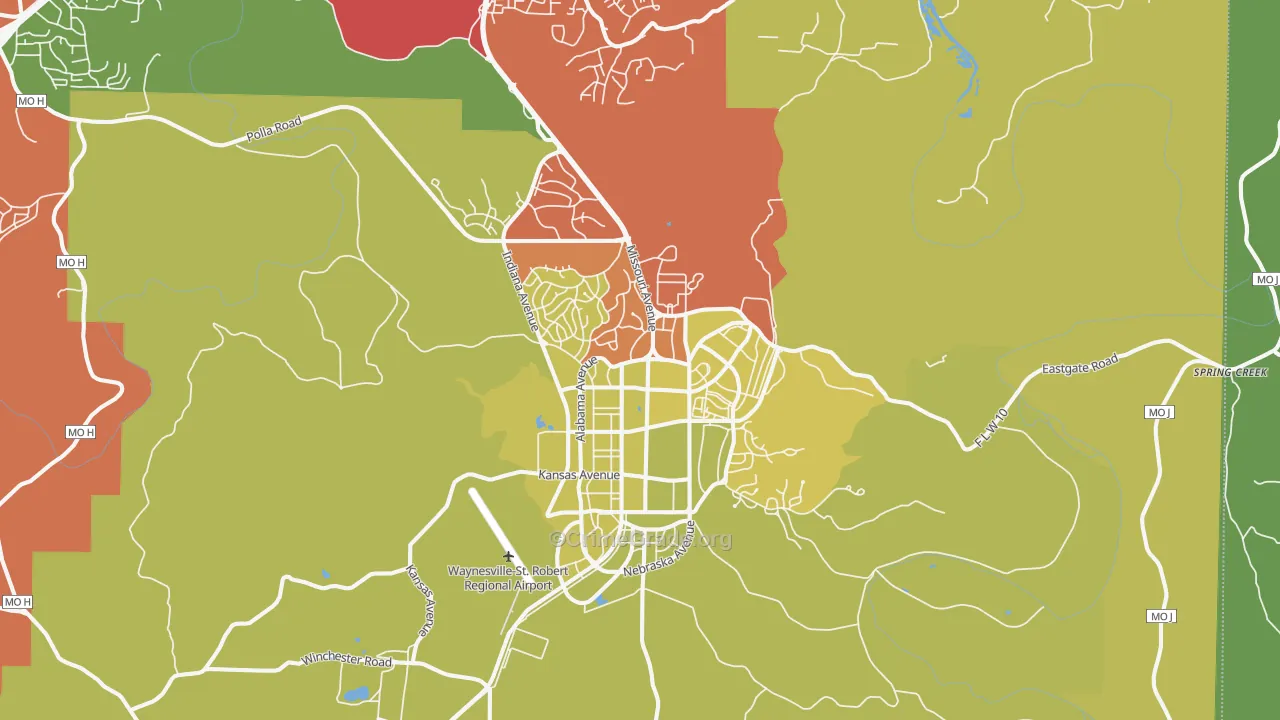 Fort Leonard Wood, MO Map of Theft Rates