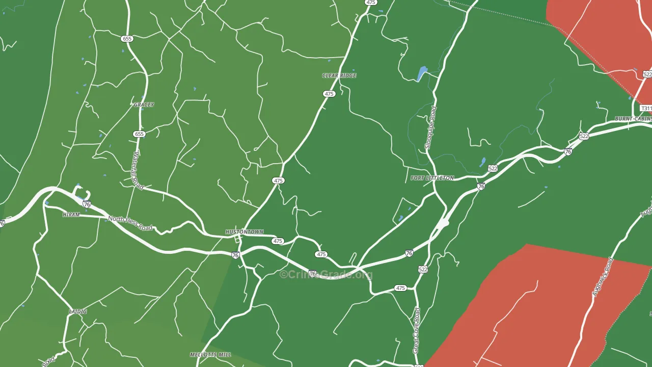 Fort Littleton, PA Map of Theft Rates