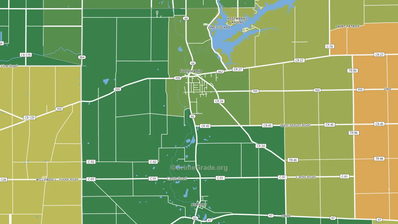 Fort Loramie, OH Map of Theft Rates