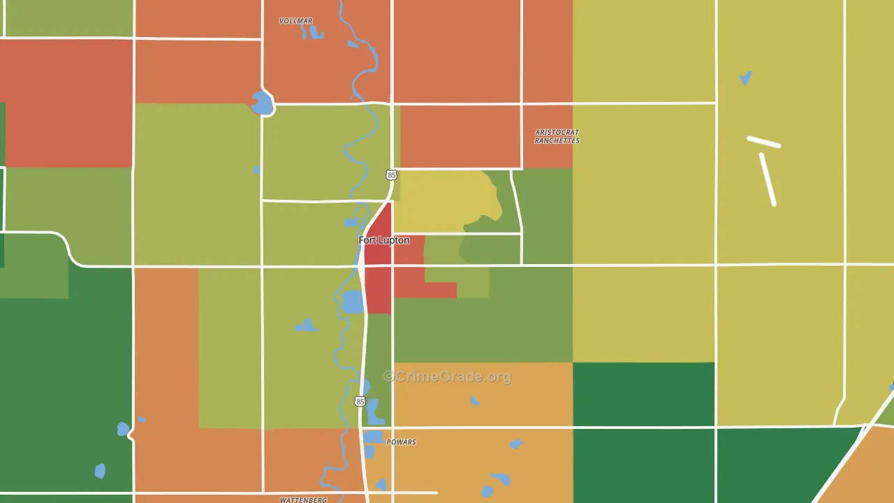 Fort Lupton, CO Map of Theft Rates