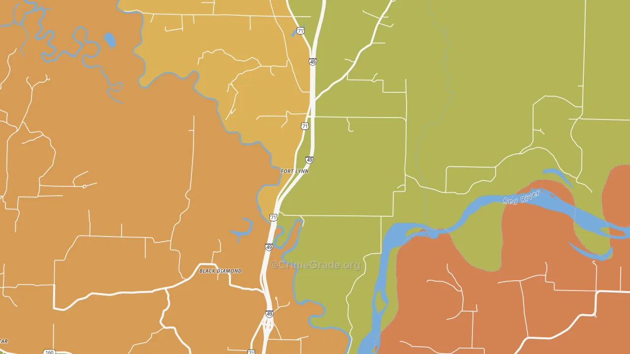 Fort Lynn, AR Map of Theft Rates
