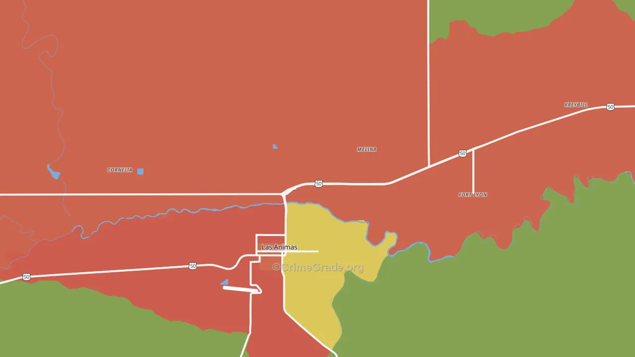 Fort Lyon, CO Map of Theft Rates
