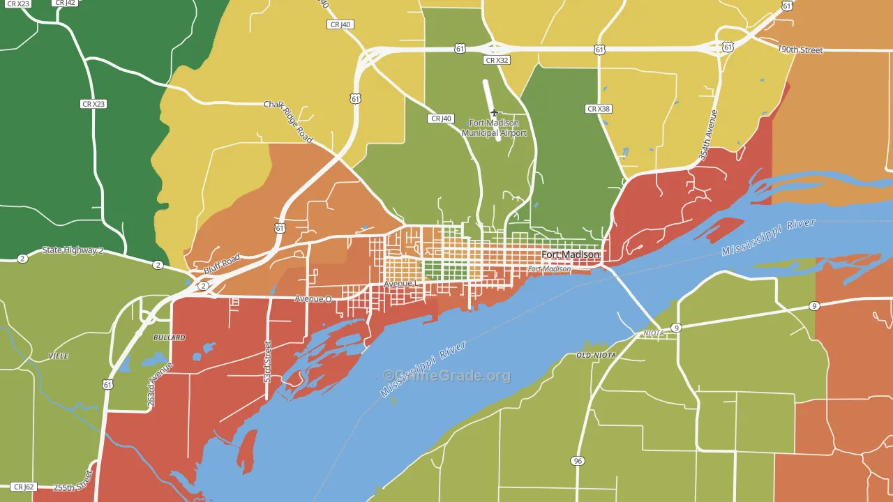 Fort Madison, IA Map of Theft Rates