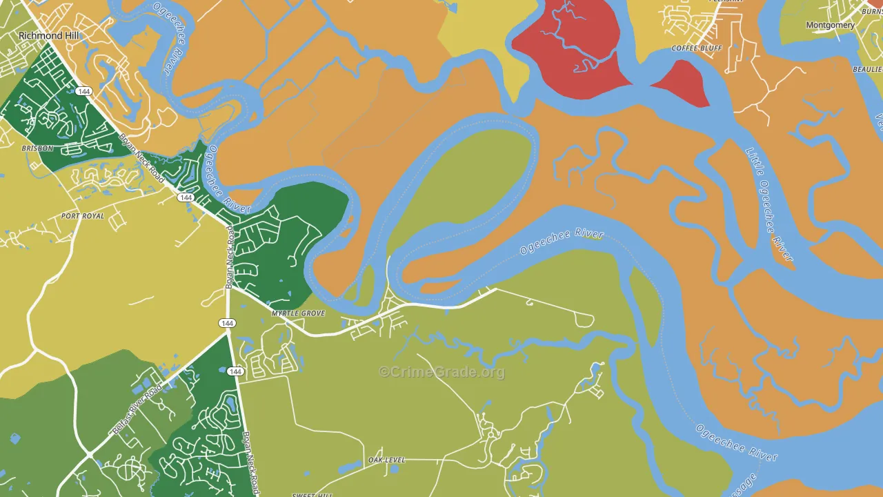 Fort McAllister, GA Map of Theft Rates