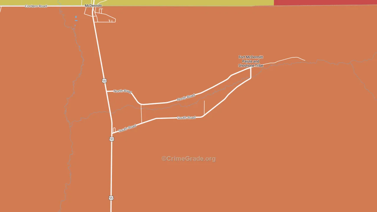 Fort McDermitt, NV Map of Theft Rates