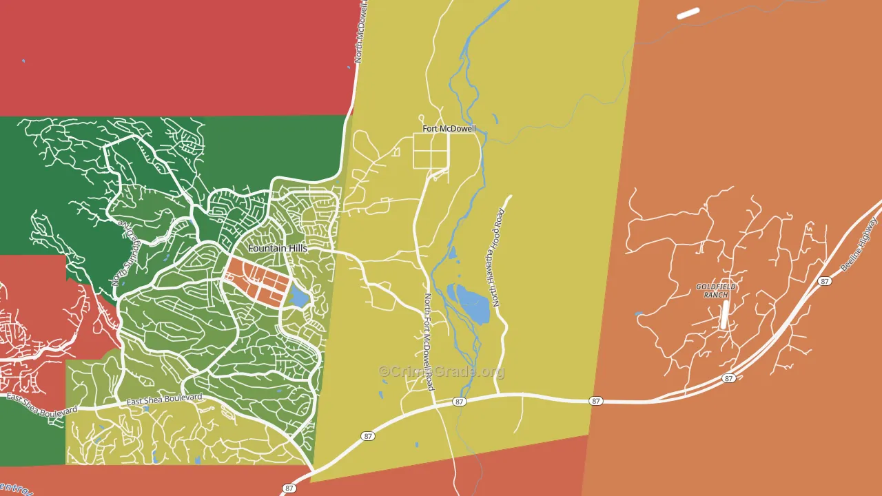 Fort McDowell, AZ Map of Theft Rates
