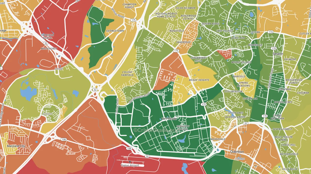Fort Meade, MD Map of Theft Rates