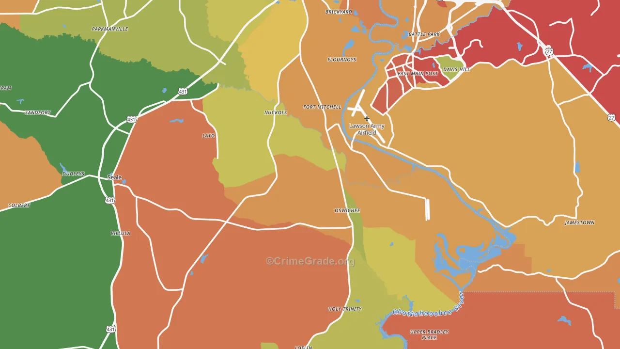 Fort Mitchell, AL Map of Theft Rates
