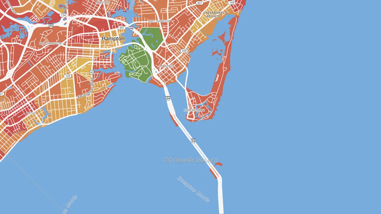 Fort Monroe, VA Map of Theft Rates