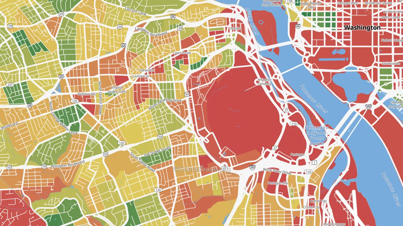Fort Myer, VA Map of Theft Rates