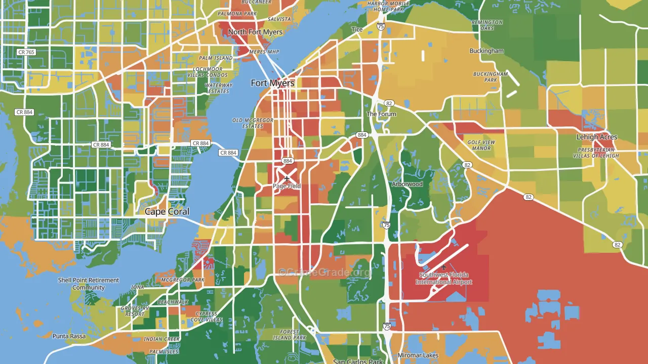 Fort Myers, FL Map of Theft Rates