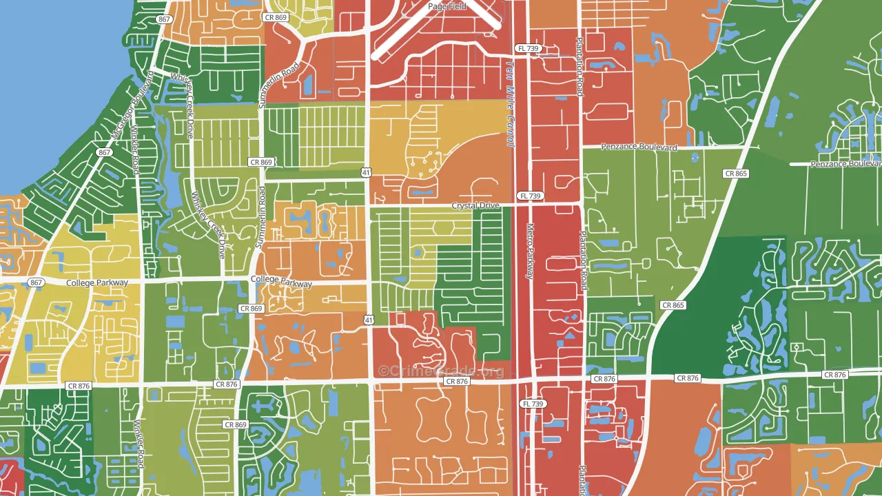 Fort Myers Villas, Villas, FL Map of Theft Rates