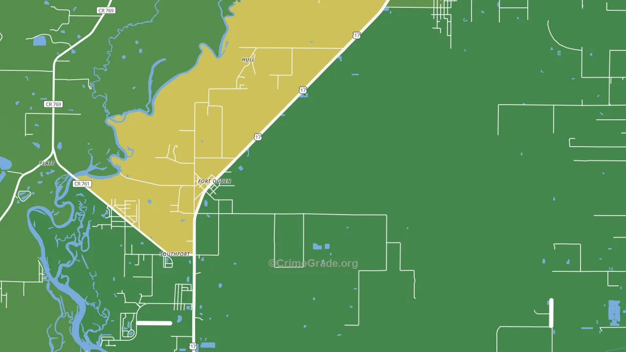 Fort Ogden, FL Map of Theft Rates