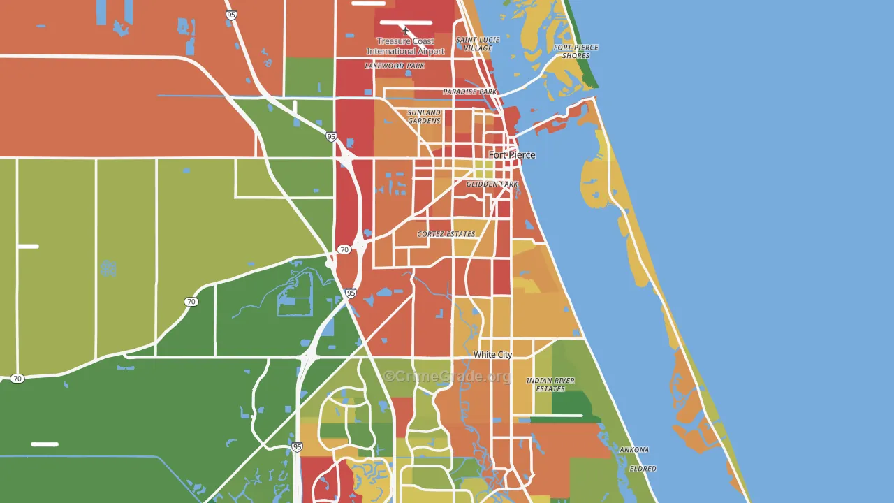 Fort Pierce, FL Map of Theft Rates