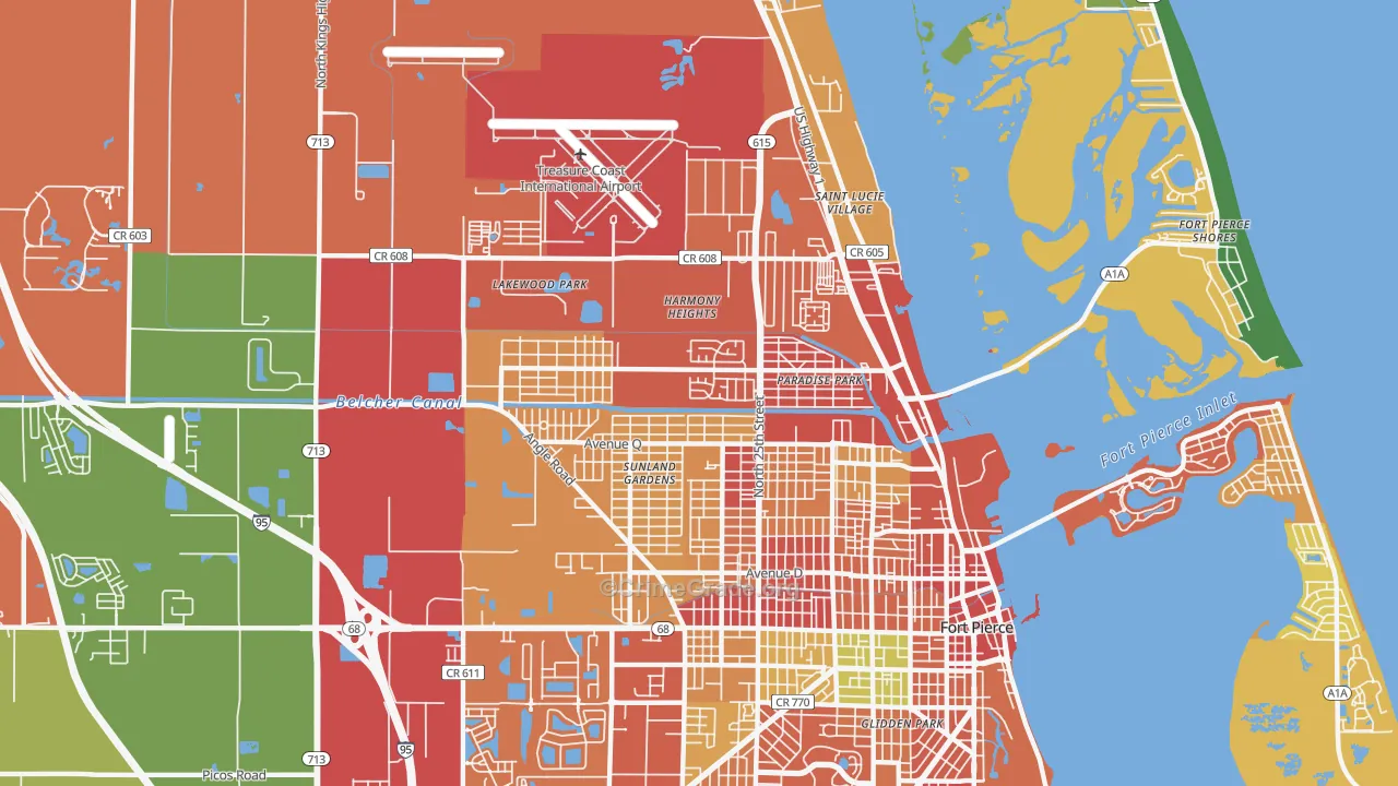 Fort Pierce North, FL Map of Theft Rates