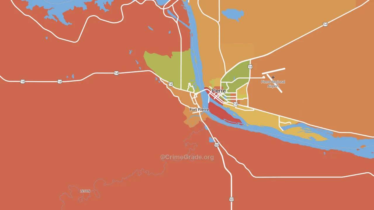 Fort Pierre, SD Map of Theft Rates