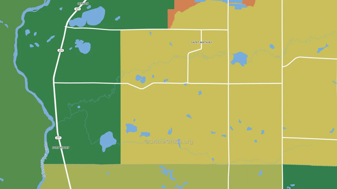 Fort Ripley, MN Map of Theft Rates