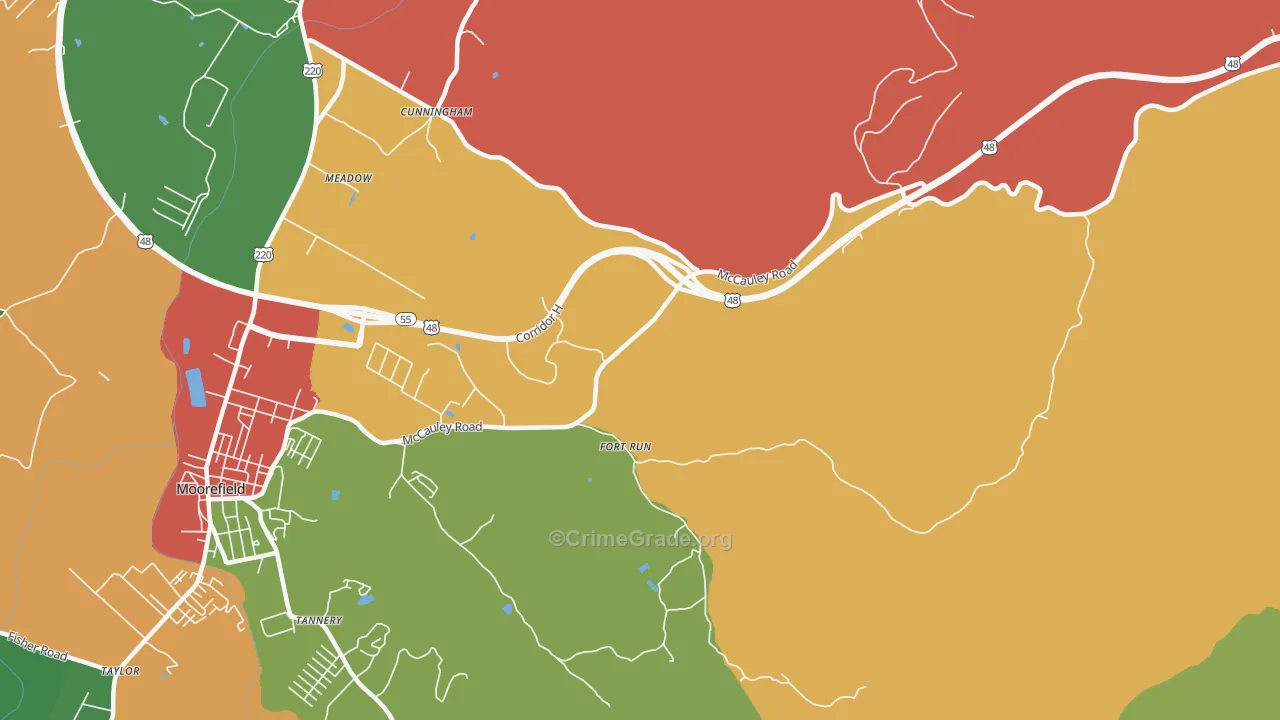 Fort Run, WV Map of Theft Rates
