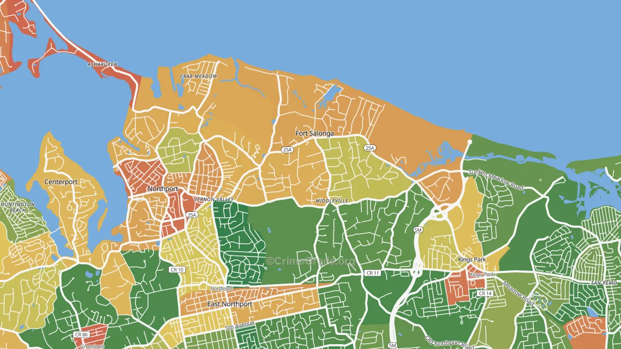 Fort Salonga, NY Map of Theft Rates