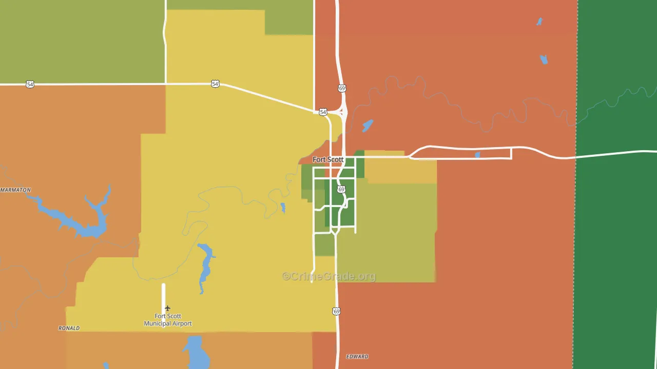 Fort Scott, KS Map of Theft Rates