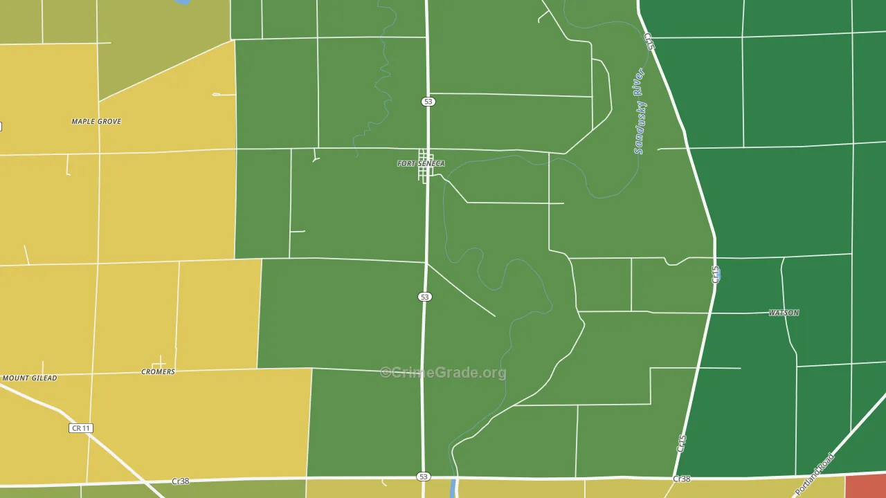 Fort Seneca, OH Map of Theft Rates