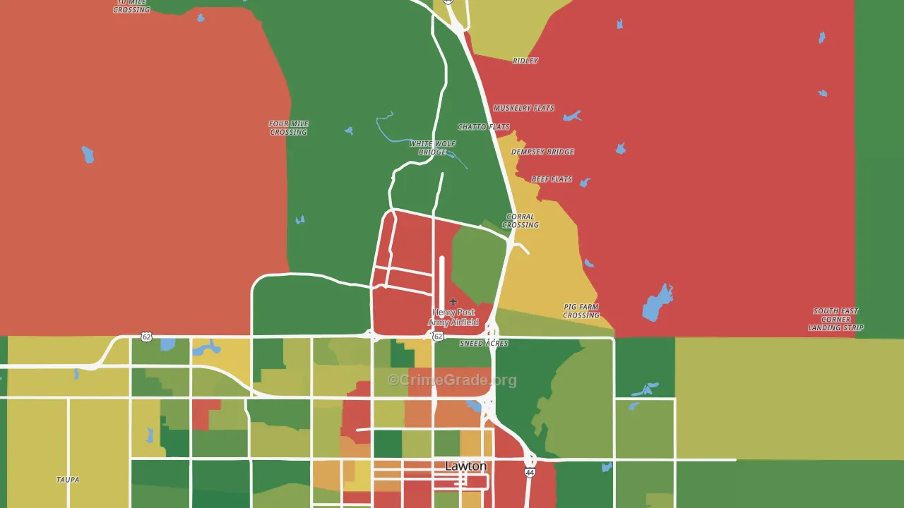Fort Sill, OK Map of Theft Rates