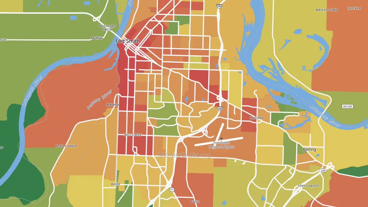 Fort Smith, AR Map of Theft Rates