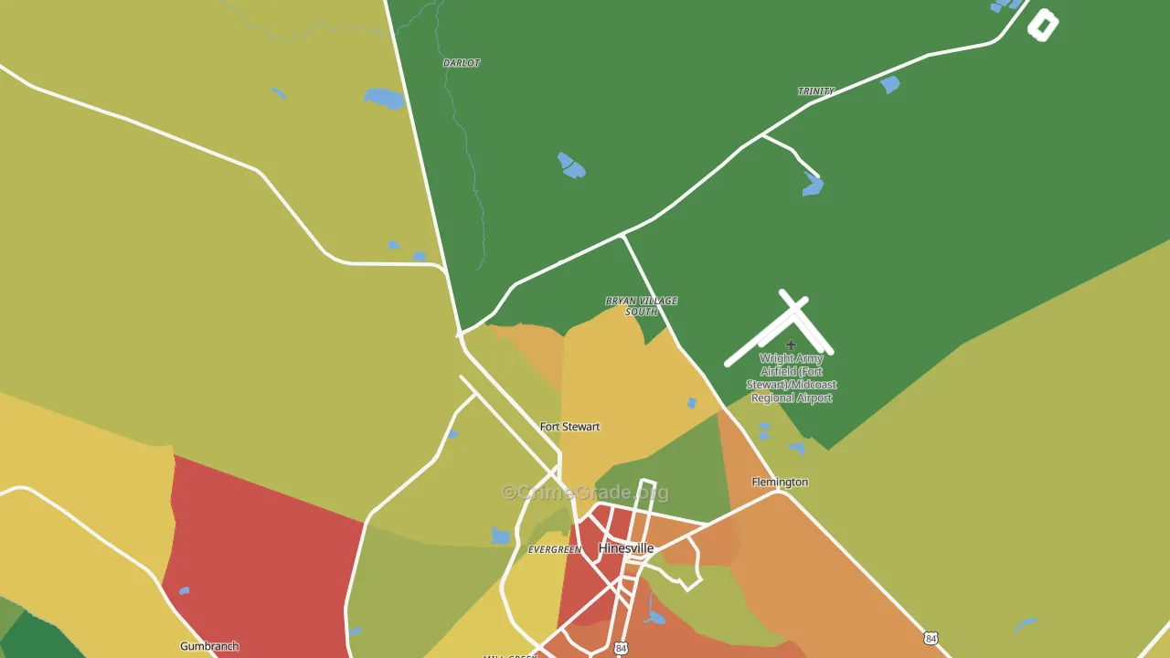 Fort Stewart, GA Map of Theft Rates