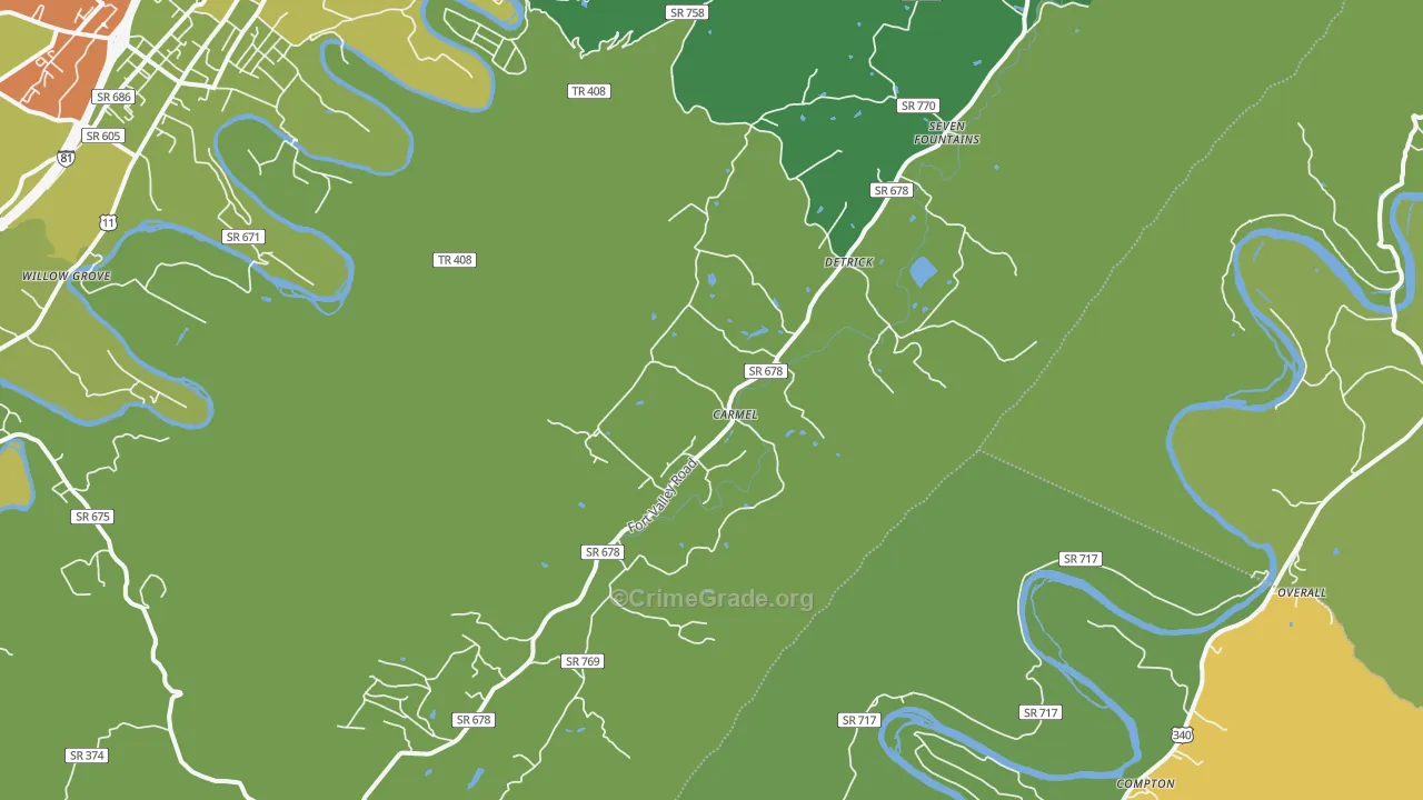 Fort Valley, VA Map of Theft Rates