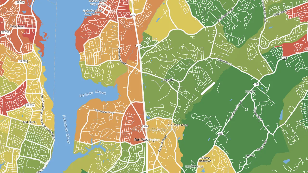 Fort Washington, MD Map of Theft Rates
