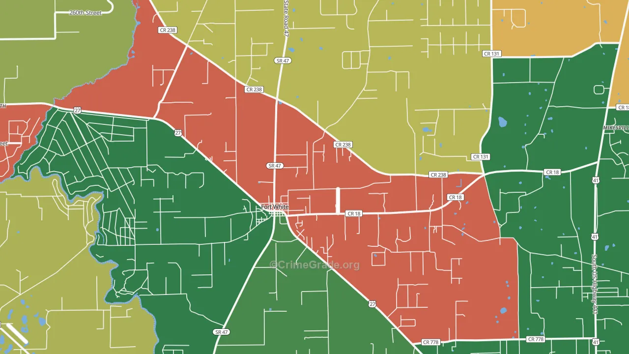 Fort White, FL Map of Theft Rates
