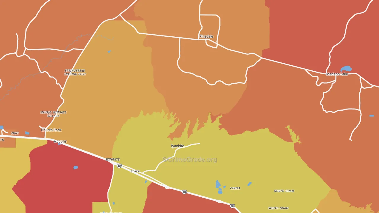 Fort Wingate, NM Map of Theft Rates