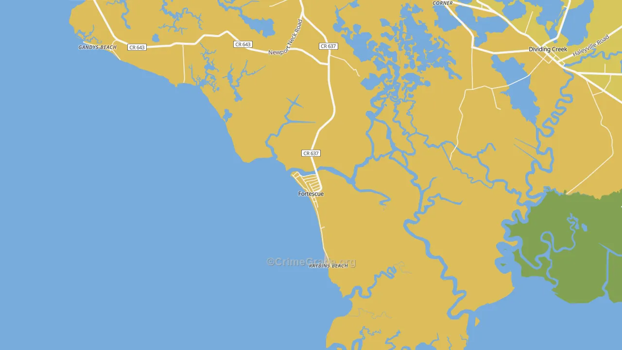 Fortescue, NJ Map of Theft Rates