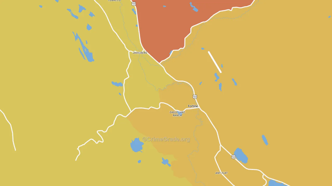 Fortine, MT Map of Theft Rates