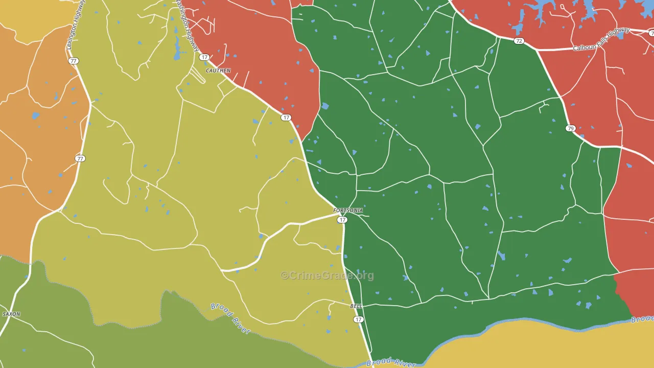 Fortsonia, GA Map of Theft Rates