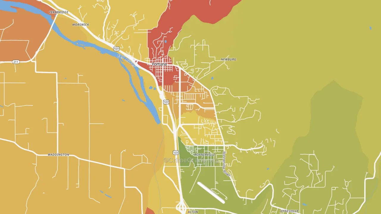 Fortuna, CA Map of Theft Rates
