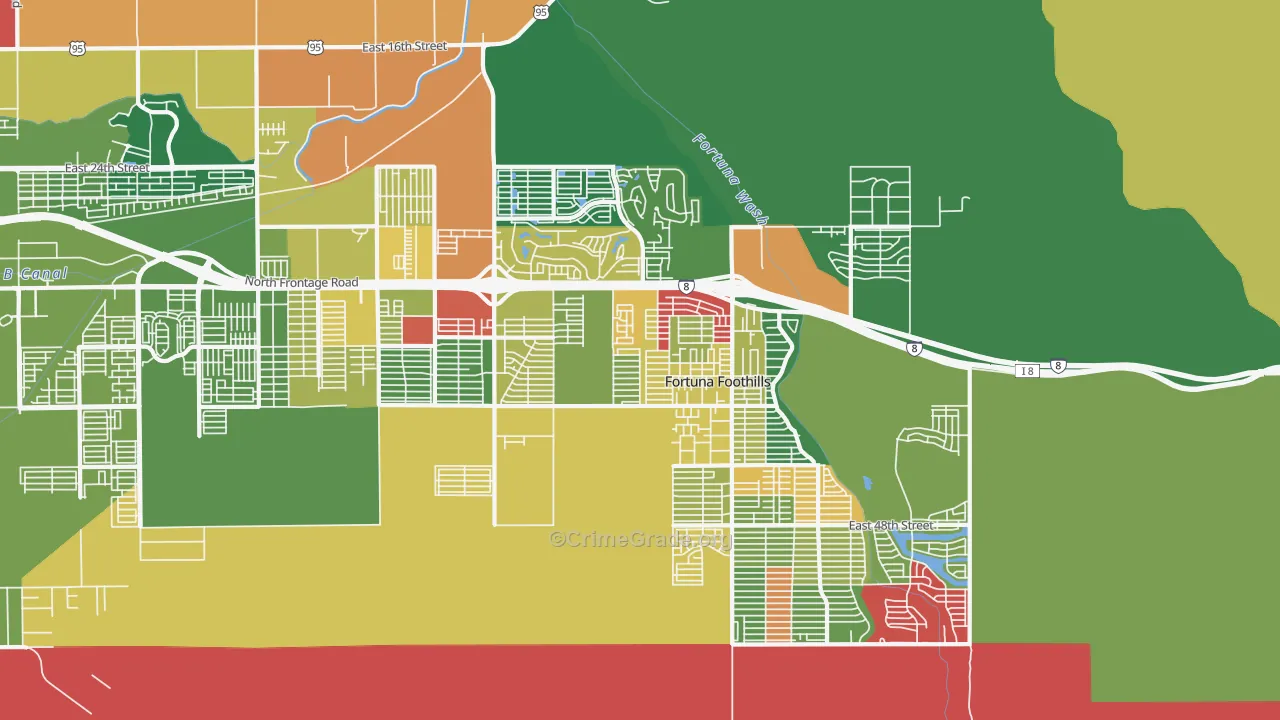 Fortuna Foothills, AZ Map of Theft Rates