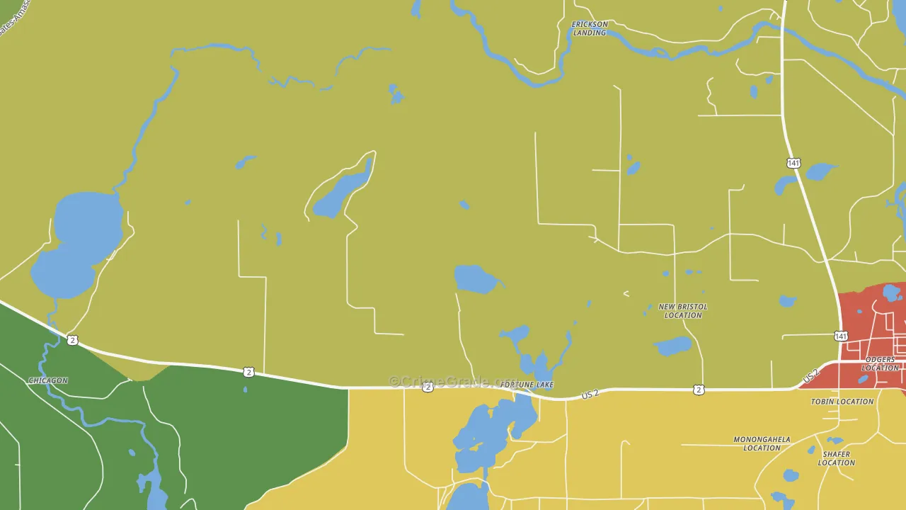 Fortune Lake, MI Map of Theft Rates